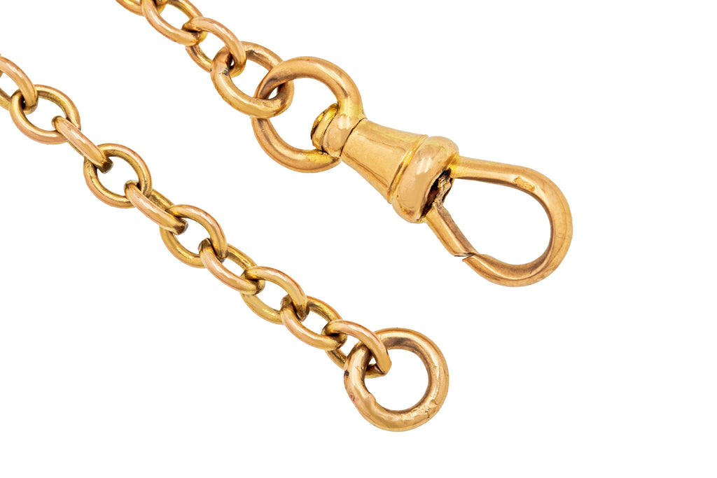 16" Antique 9ct Gold Belcher Chain, with Dog-Clip, 9.3g