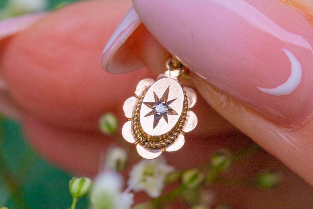 Antique 9ct Gold Star-Set Diamond Charm