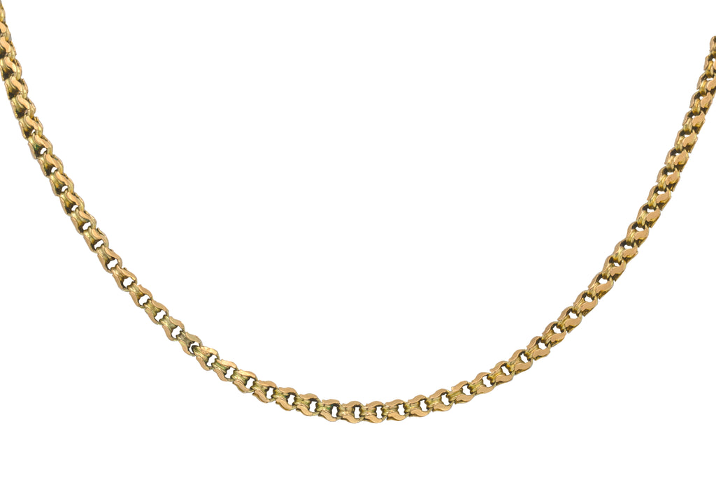 15" Antique 9ct Gold Fancy Link Chain, 9.2g