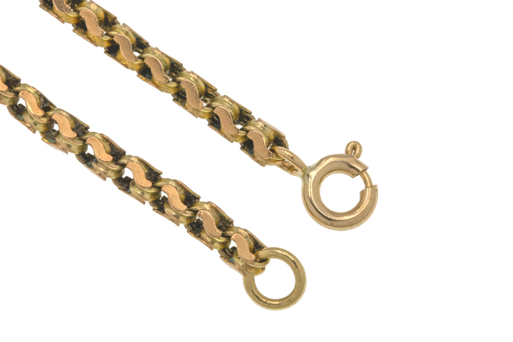 15" Antique 9ct Gold Fancy Link Chain, 9.2g