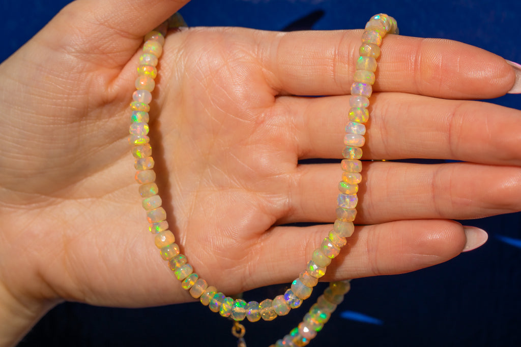 9ct Gold Natural Opal Beaded Necklace