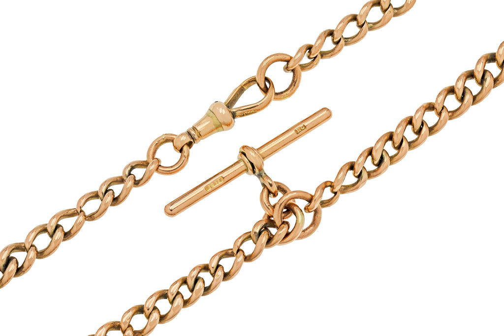 18" Victorian 9ct Gold Graduated Albert Chain, with Dog Clip (60g)