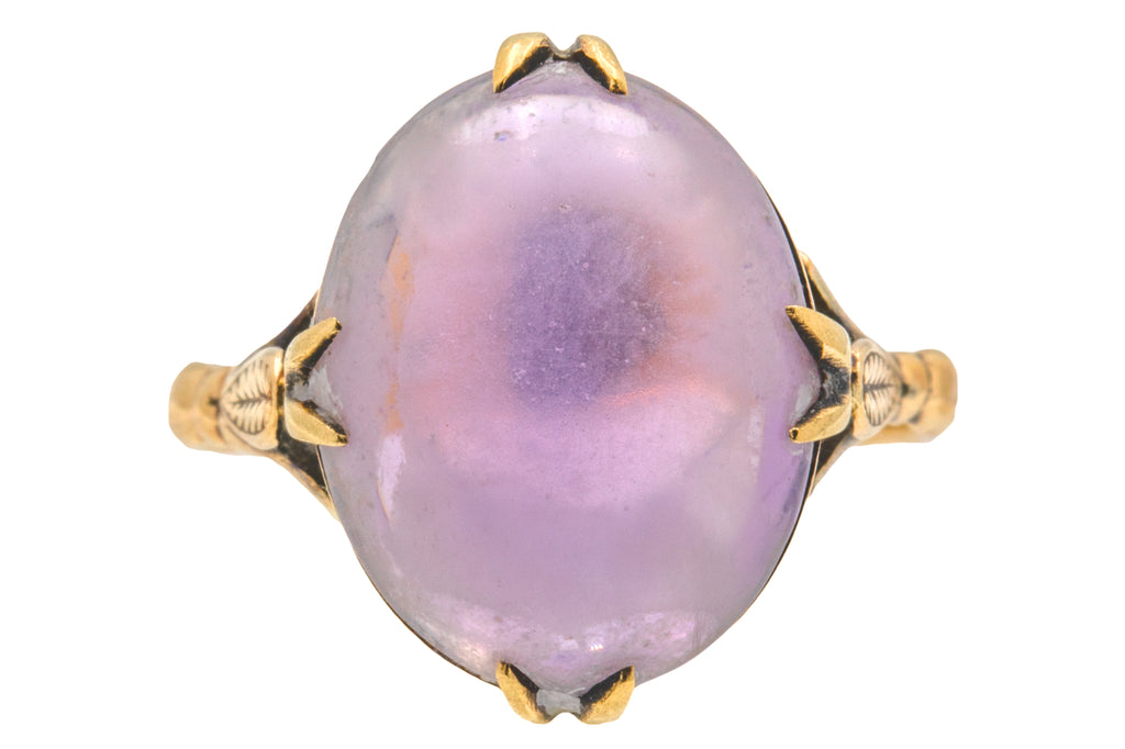 Antique 9ct Gold Amethyst Cabochon ring, 7.95ct