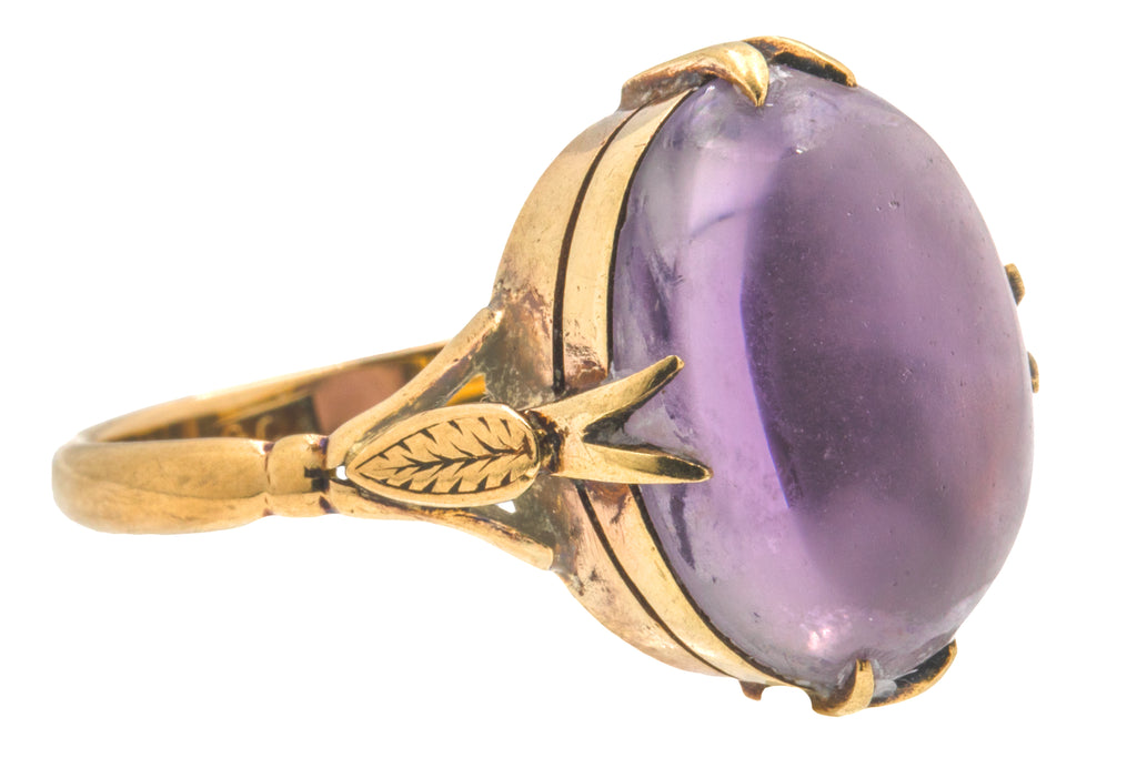 Antique 9ct Gold Amethyst Cabochon ring, 7.95ct