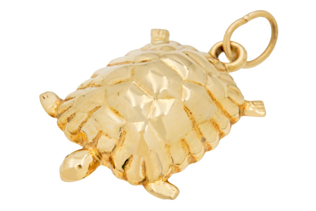 Vintage Solid 9ct Gold Turtle Charm, c.1978