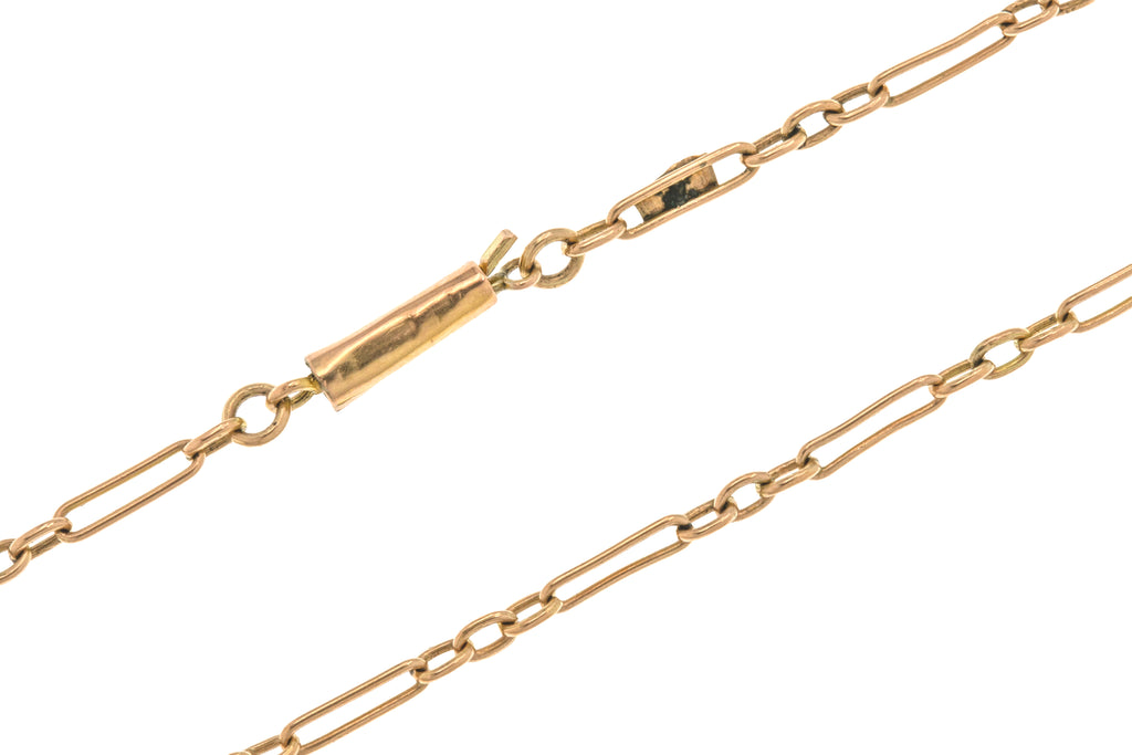 17.5" Dainty Antique 9ct Gold Figaro Chain, 2.6g