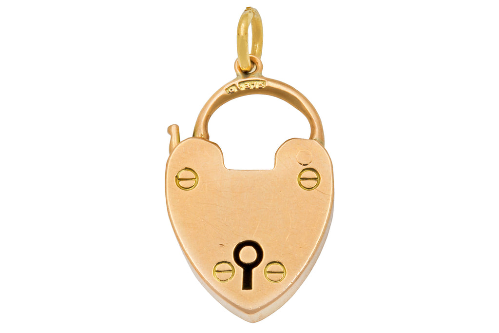 Edwardian 9ct Gold Heart Padlock Pendant