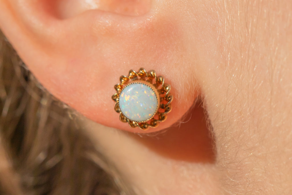 9ct Gold Opal Stud Earrings, 0.70ct