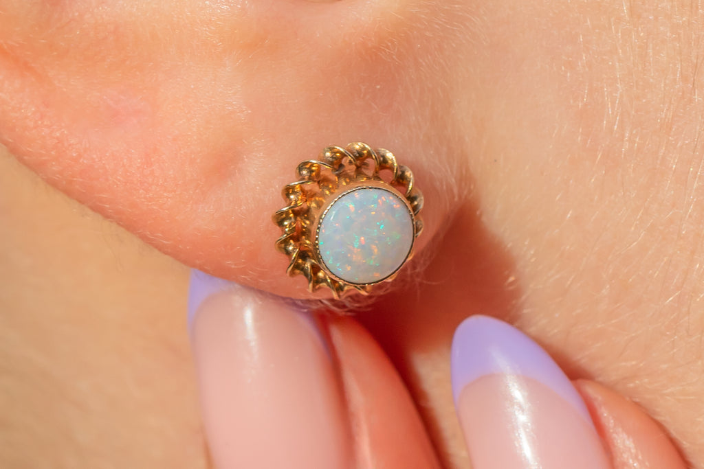 9ct Gold Opal Stud Earrings, 0.70ct