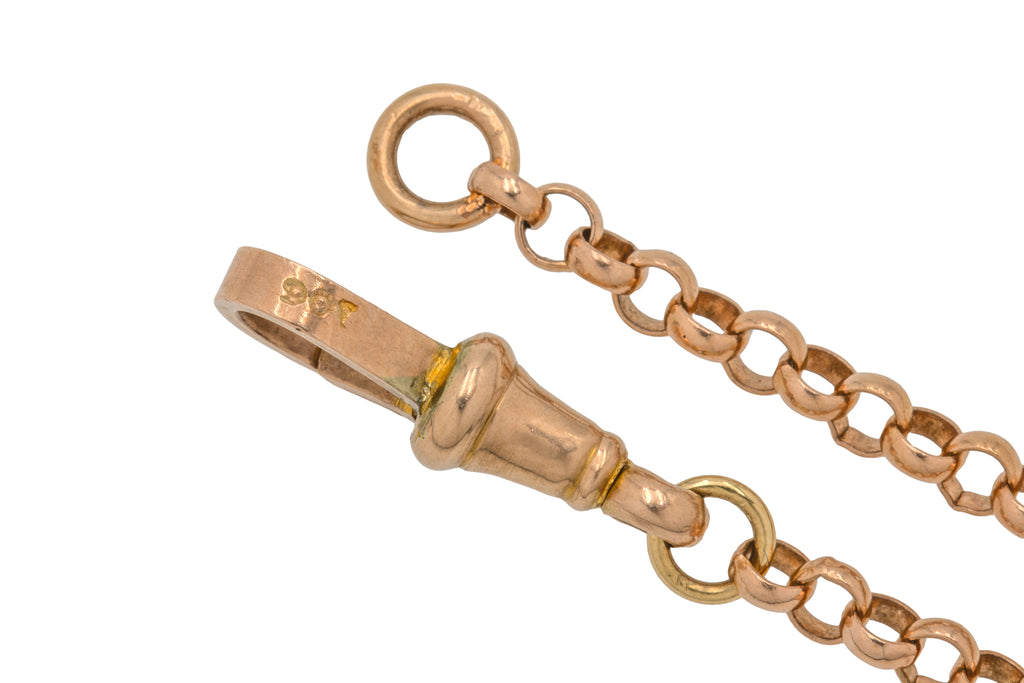 18" Antique 9ct Gold Belcher Chain, with Dog Clip (11.1g)