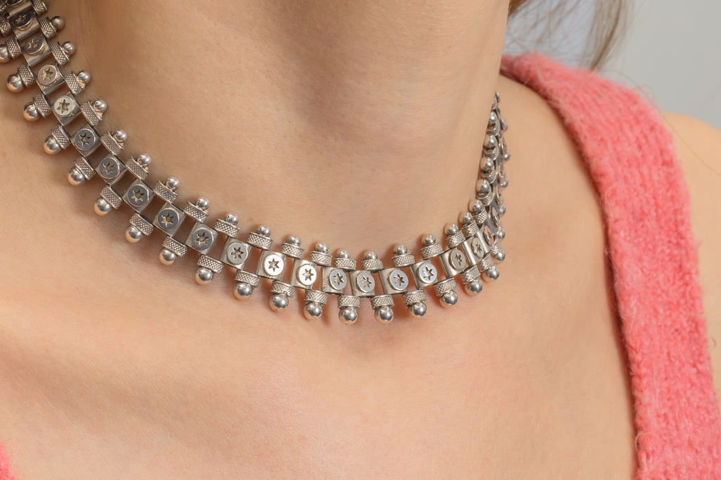 Victorian Silver Star Book Chain Necklace