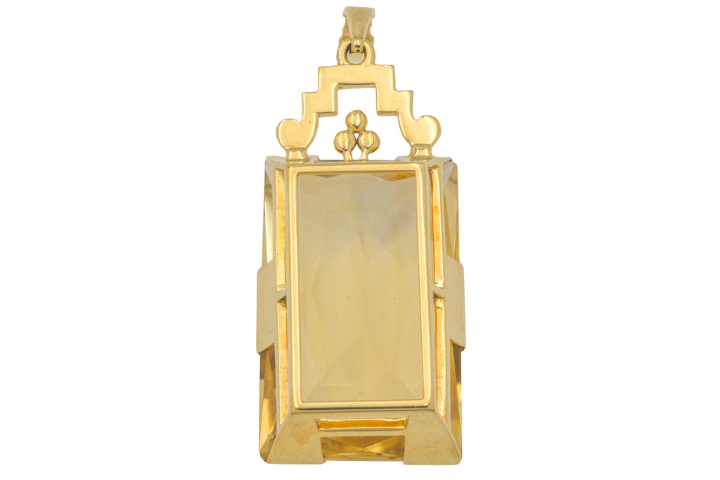 Art Deco 18ct Gold Citrine Pendant, 40.30ct