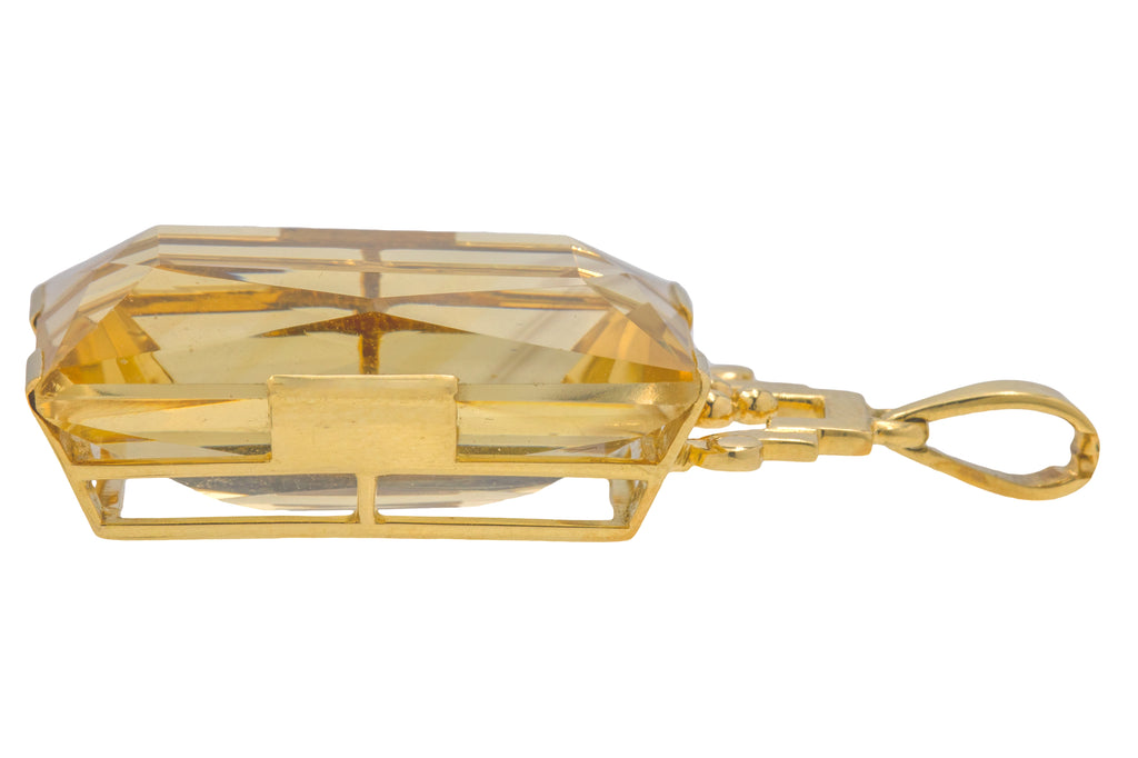 Art Deco 18ct Gold Citrine Pendant, 40.30ct