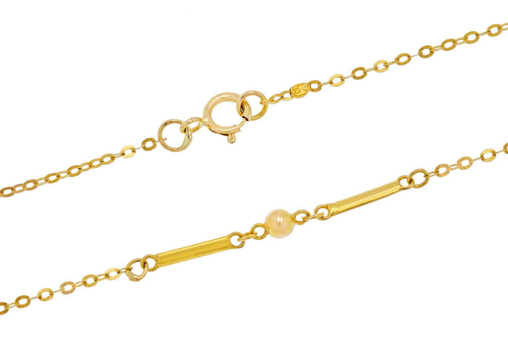 16" Antique 9ct Gold Skinny Fancy Chain, 1.7g