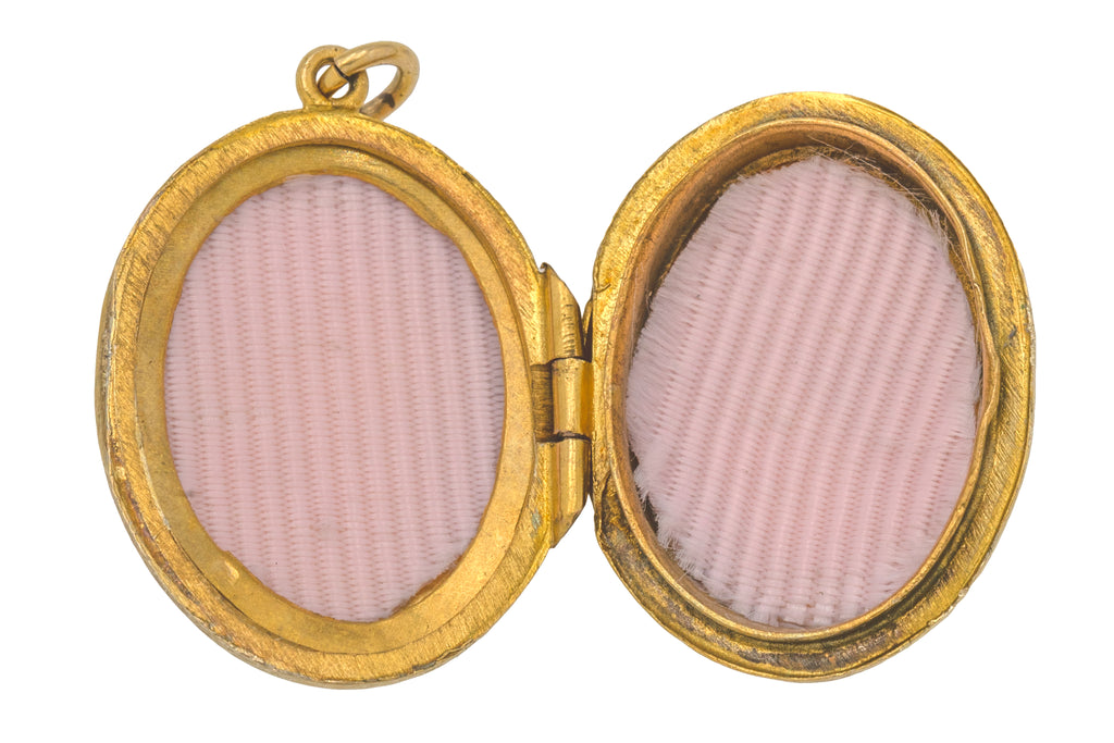Antique 9ct Gold Engraved Oval Locket