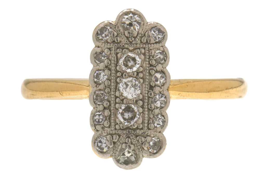 Art Deco 18ct Gold Diamond Panel Ring, 0.35ct
