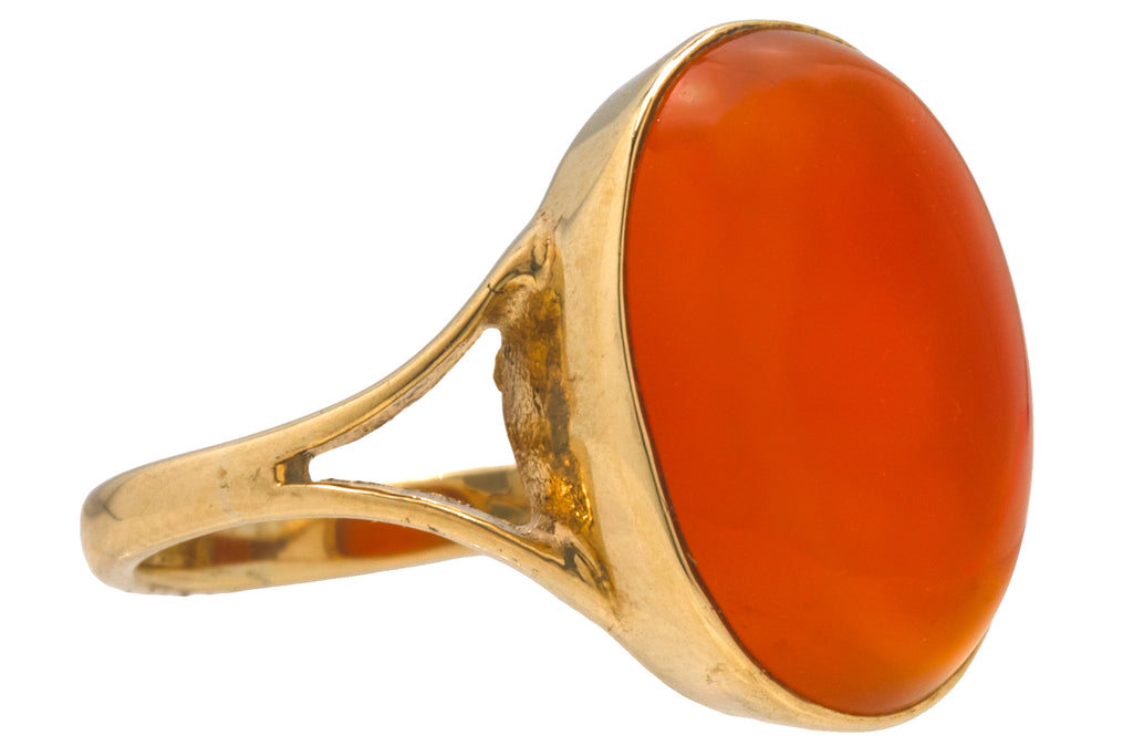 9ct Gold Carnelian Cabochon Dress Ring, 1940's