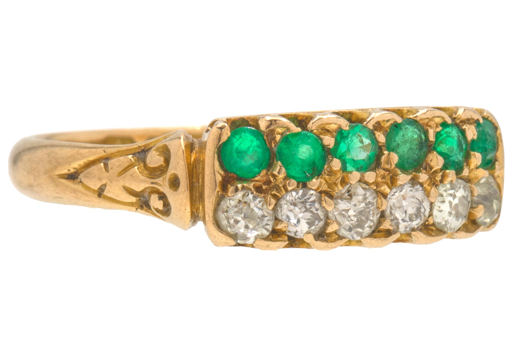 Antique 18ct Gold Emerald Diamond Ring