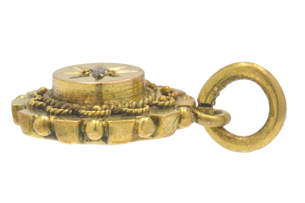 Victorian 15ct Gold Etruscan Diamond Star Charm