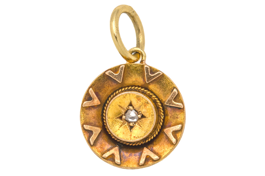 Antique 15ct Gold Etruscan Rose-Cut Diamond Charm
