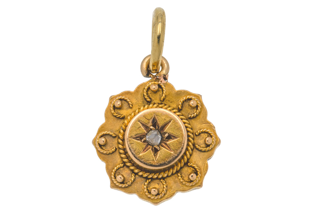Antique 15ct Gold Etruscan Diamond Charm