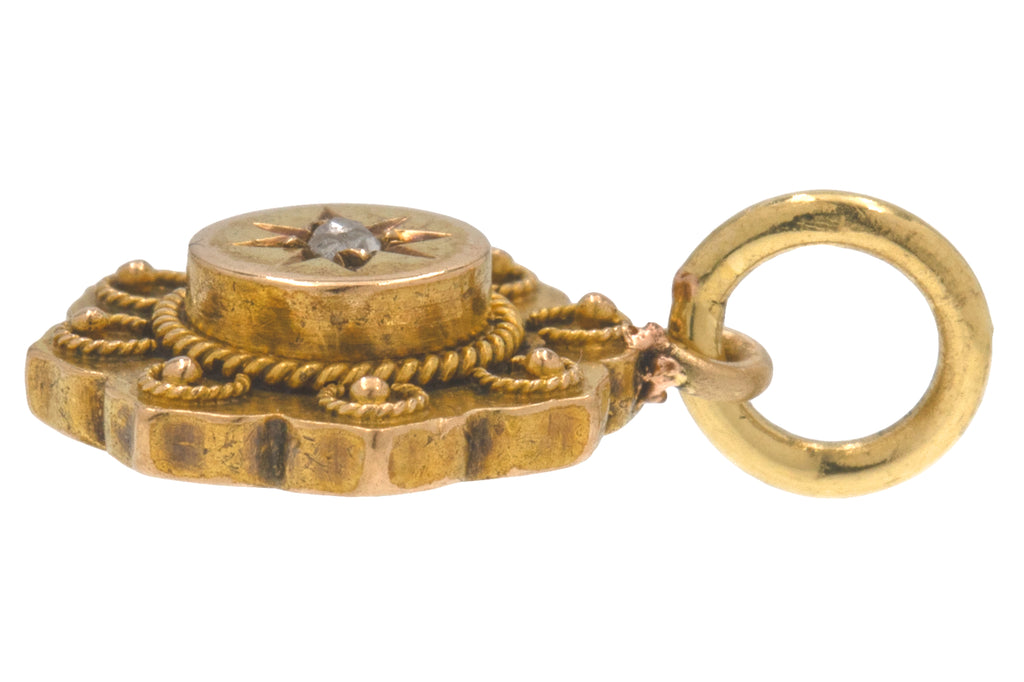Antique 15ct Gold Etruscan Diamond Charm