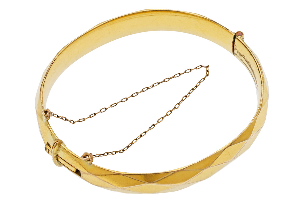 9ct Rolled Gold Faceted Bangle, 7"