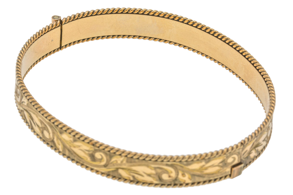 9ct Rolled Gold Engraved Bangle, 7"