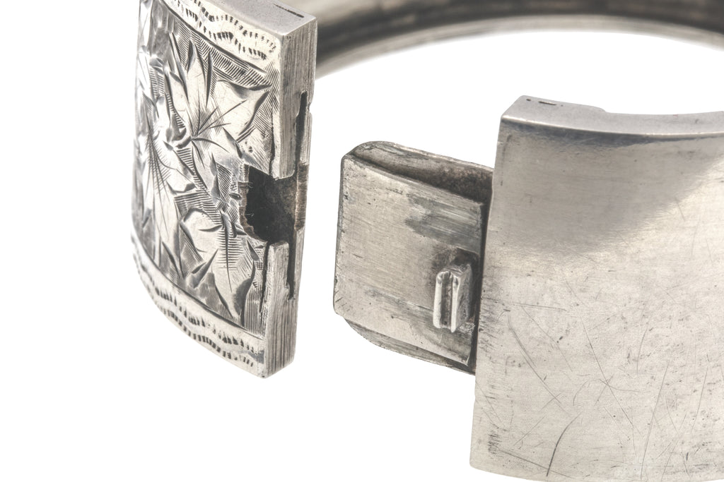 Sterling Silver Engraved Bangle, 6.5"