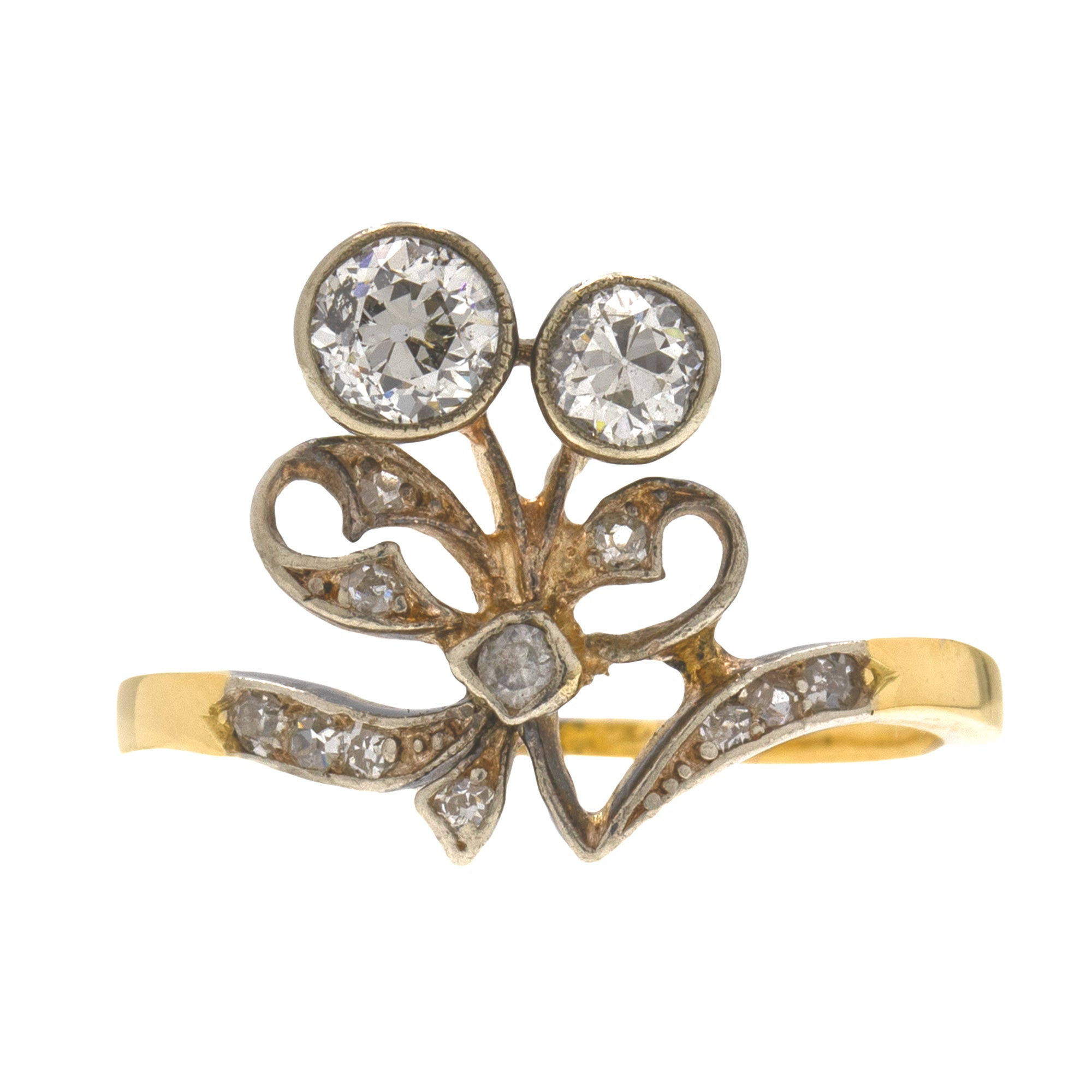 Rare Antique 18ct Gold Diamond Ribbon Ring – Lillicoco