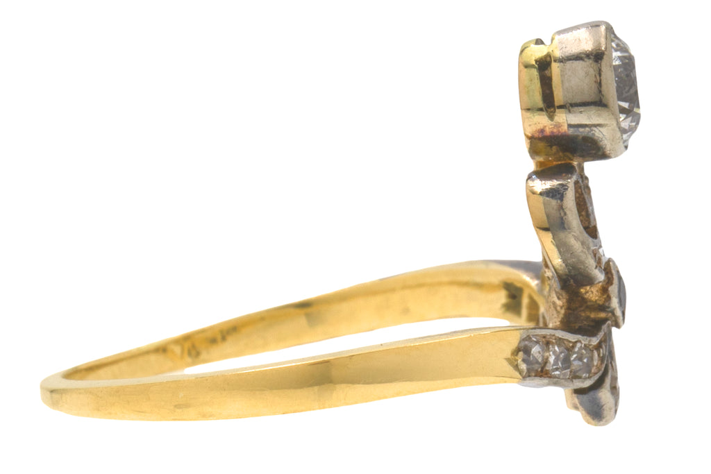 Rare Antique 18ct Gold Diamond Ribbon Ring
