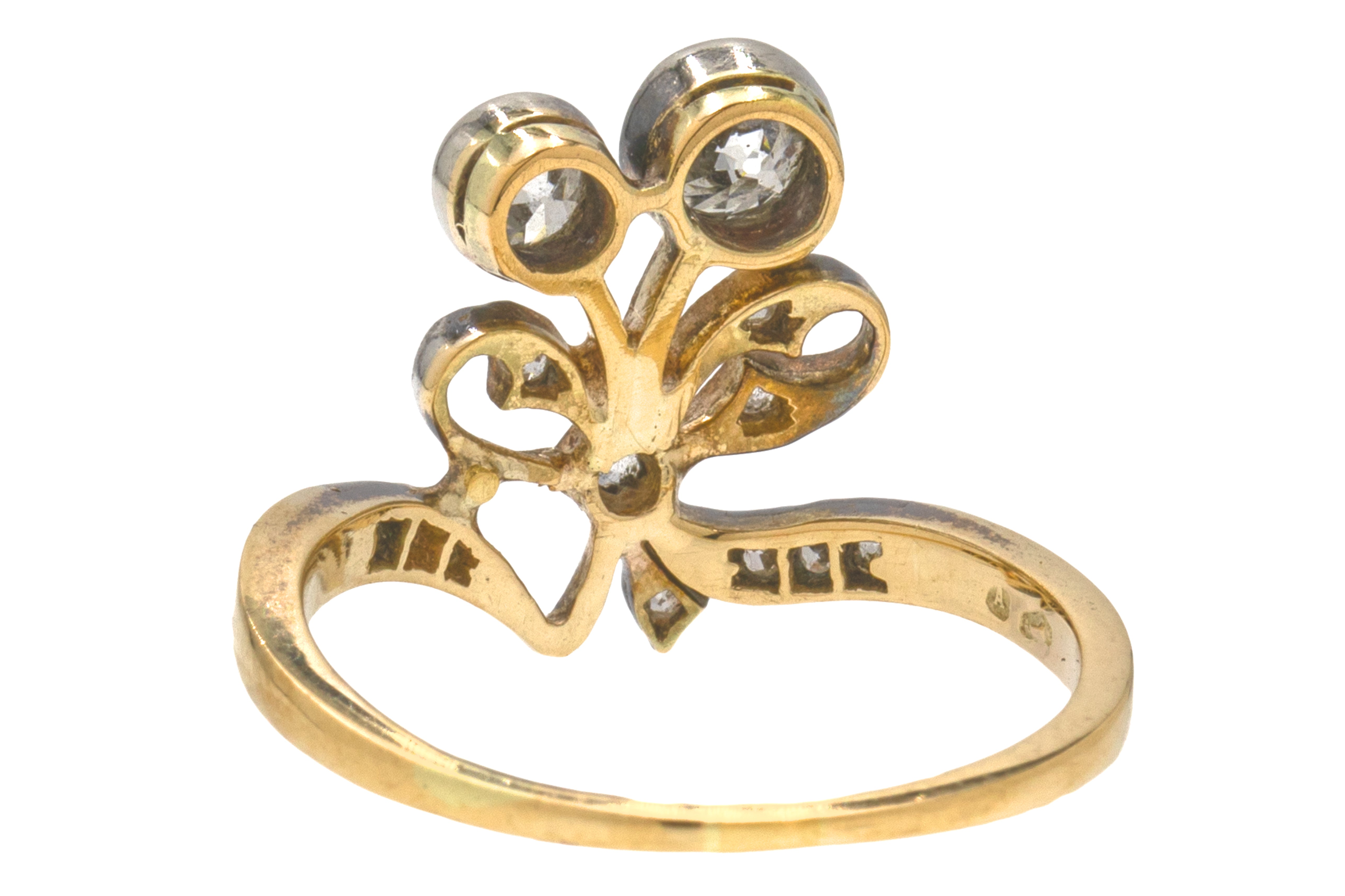 Rare Antique 18ct Gold Diamond Ribbon Ring – Lillicoco