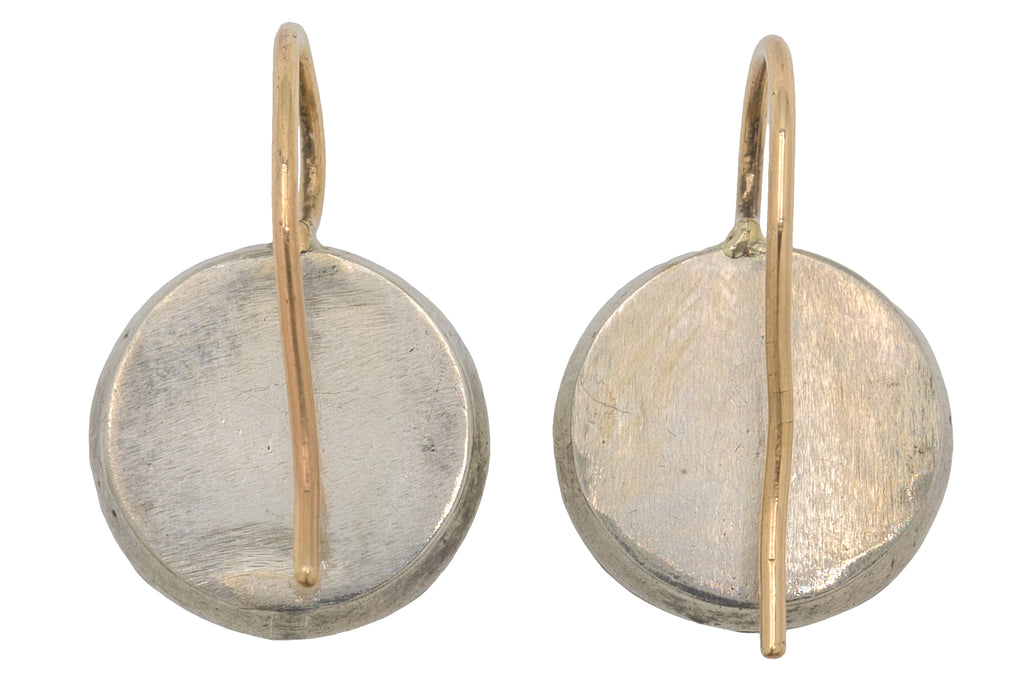 Georgian Paste Button Earrings- 9ct Gold & Silver