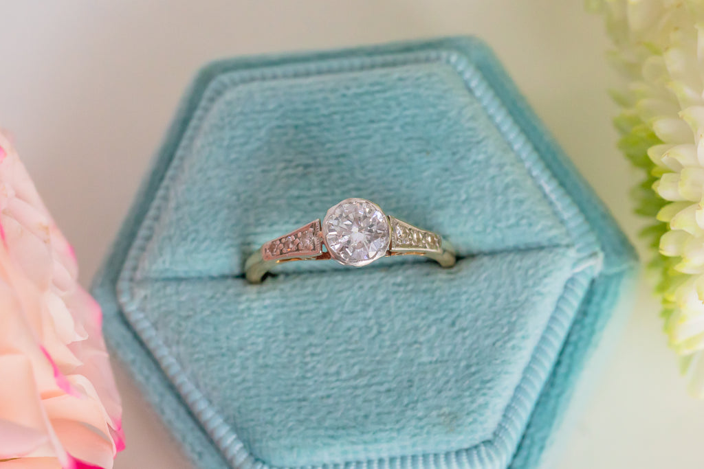 Antique 18ct Gold Bezel-Set Diamond Solitaire Engagement Ring, 0.50ct Diamond Centre