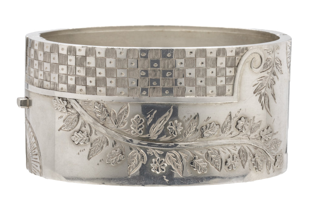 Victorian Aesthetic Silver Cuff Bangle, c.1882