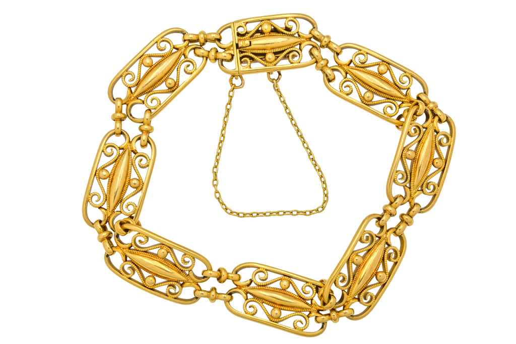 Antique French 18ct Gold Fancy Bracelet, 25g