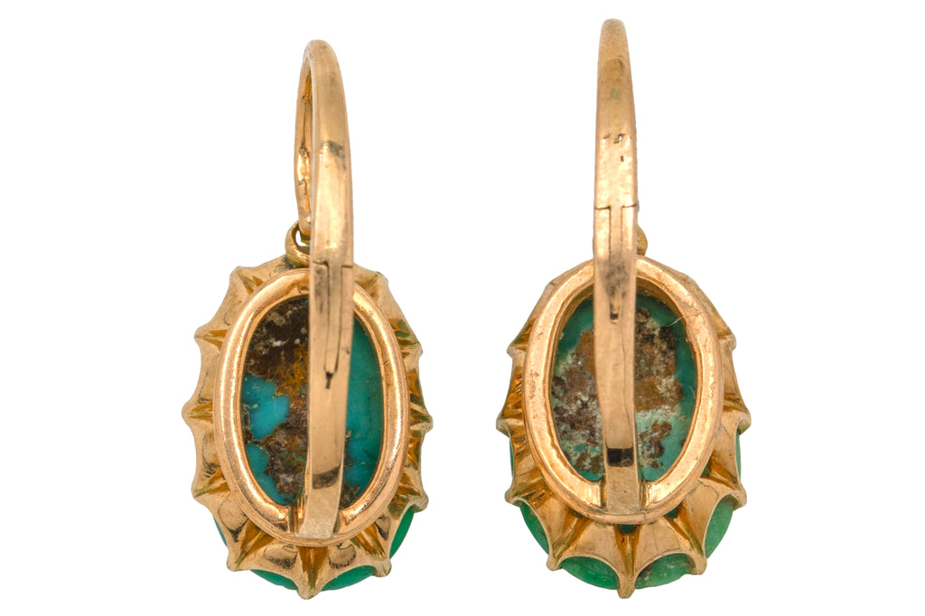 Antique 14ct Gold Turquoise Earrings