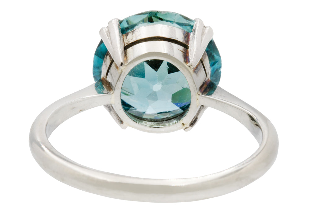 Art Deco Blue Zircon Solitaire Ring, 5.50ct