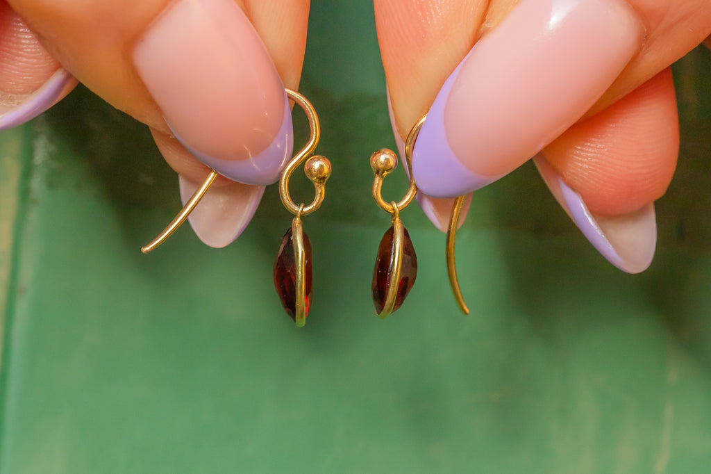 Antique 15ct Gold Garnet Earrings, 2.00ct