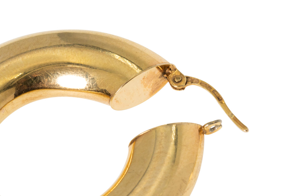 Chunky 9ct Gold Hoop Earrings, 36mm Diameter