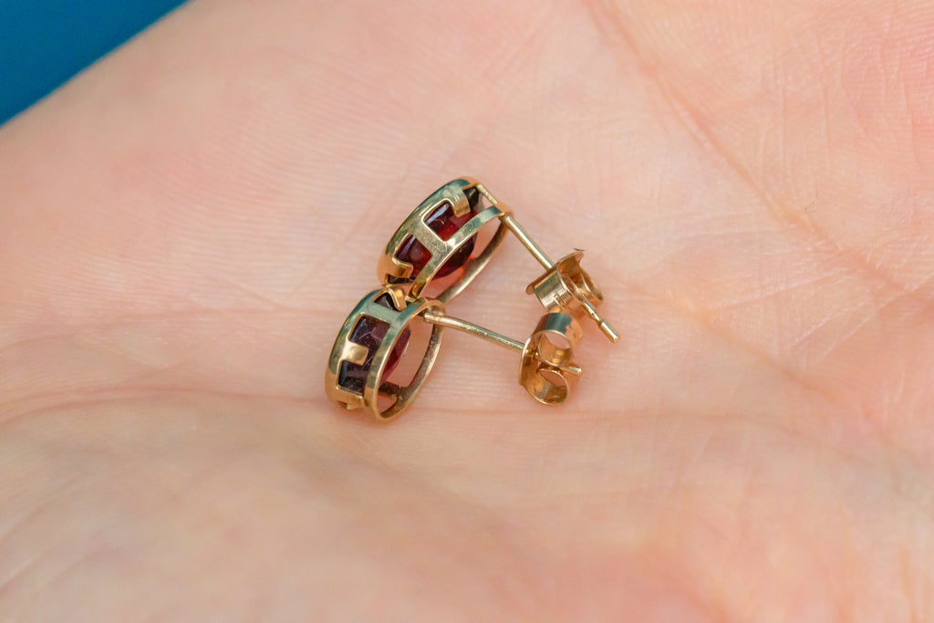 9ct Gold Bezel-Set Garnet Stud Earrings, 2.40ct