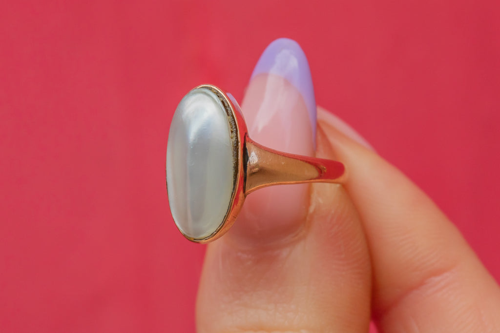 Arts & Crafts 9ct Gold Blister Pearl Ring