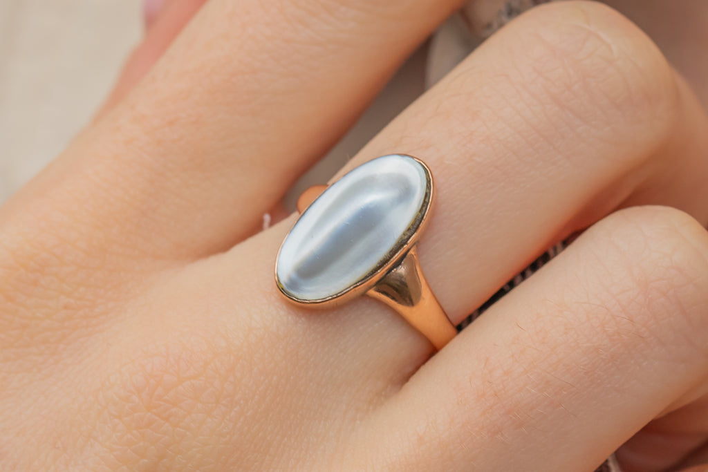Arts & Crafts 9ct Gold Blister Pearl Ring