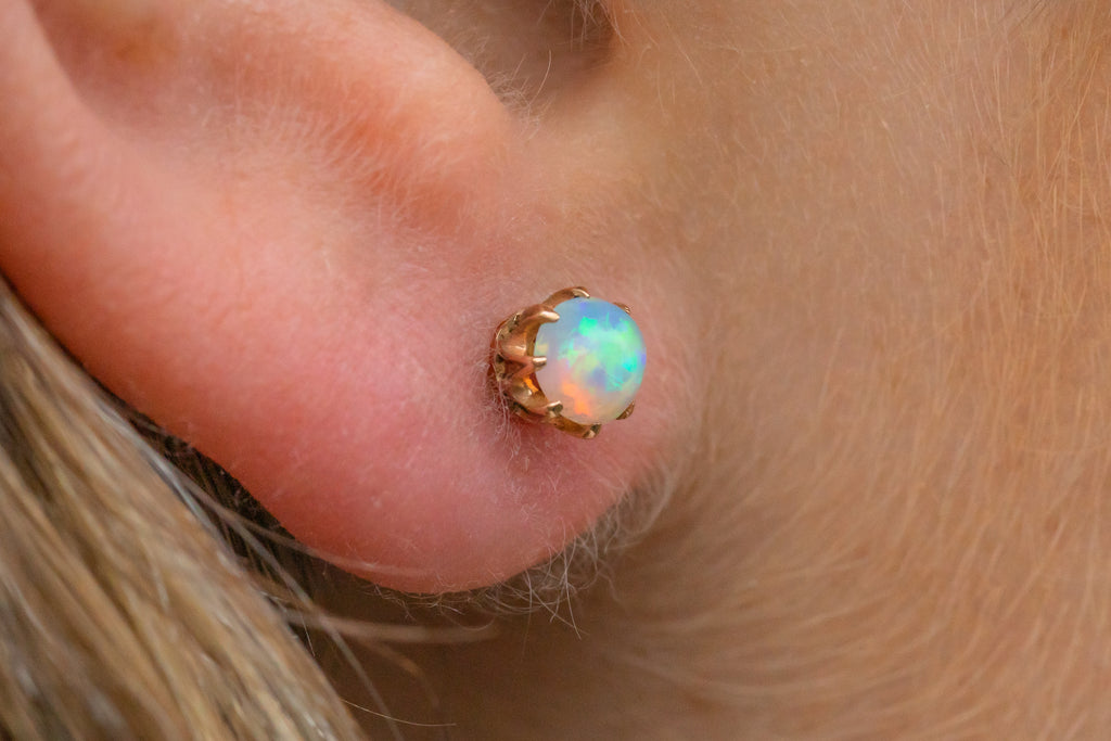 Victorian 15ct Gold Opal Stud Earrings