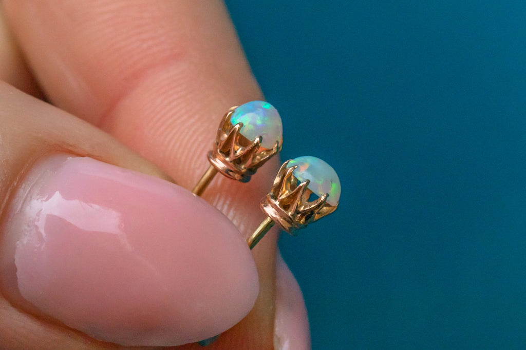Victorian 15ct Gold Opal Stud Earrings