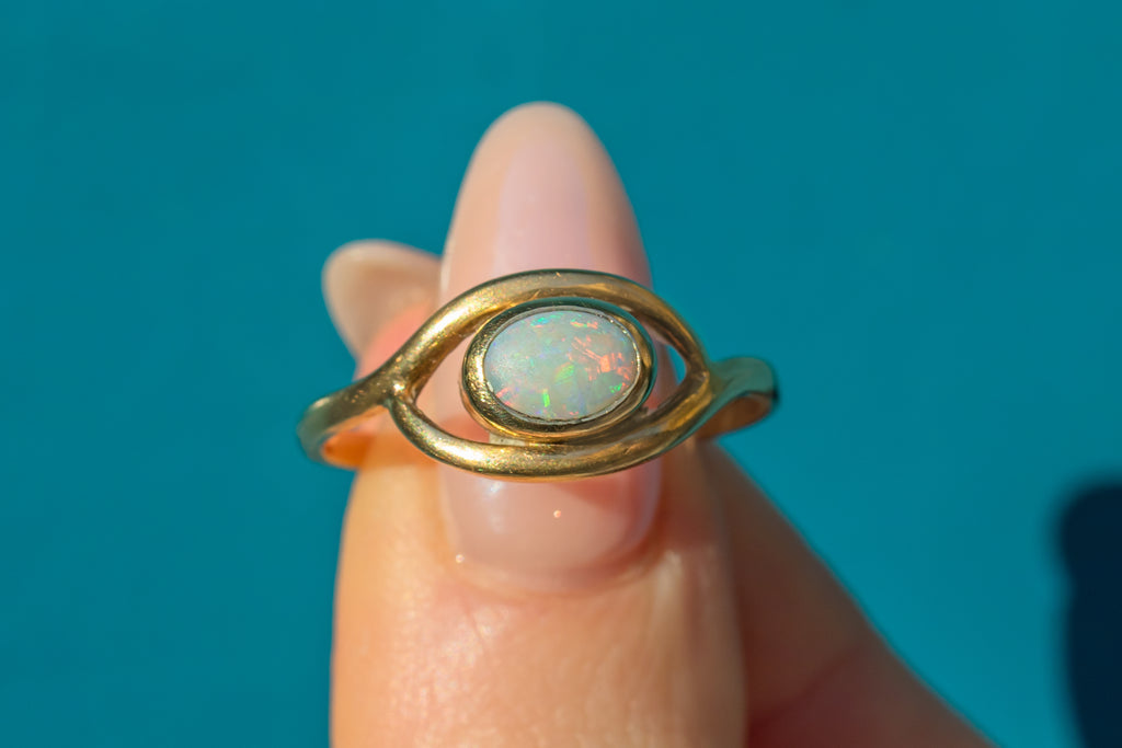 9ct Gold Bezel Set Opal Ring, 0.30ct Opal