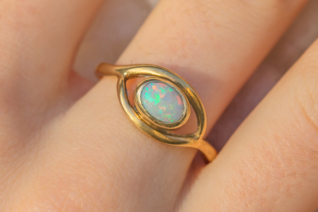 9ct Gold Bezel Set Opal Ring, 0.30ct Opal