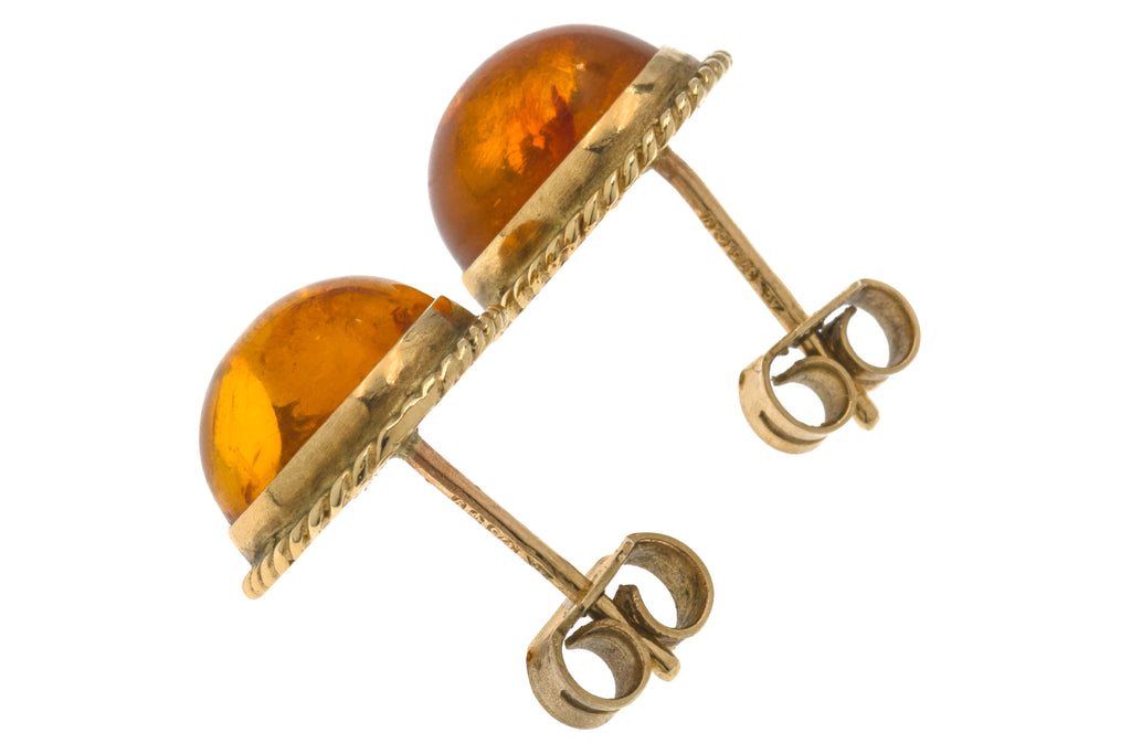 9ct Gold Amber Stud Earrings