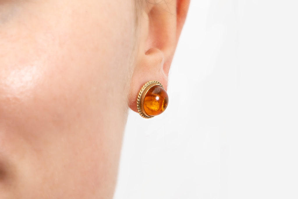 9ct Gold Amber Stud Earrings