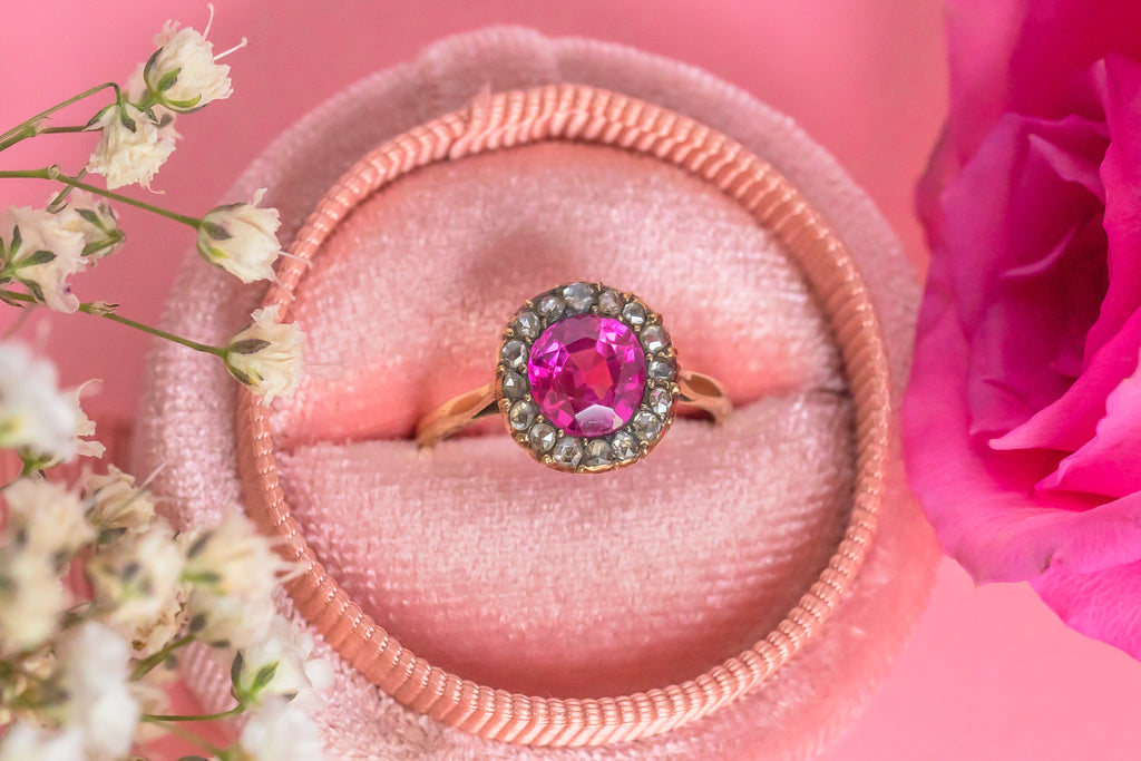 Antique 18ct Gold Ruby & Rose-Cut Diamond Ring
